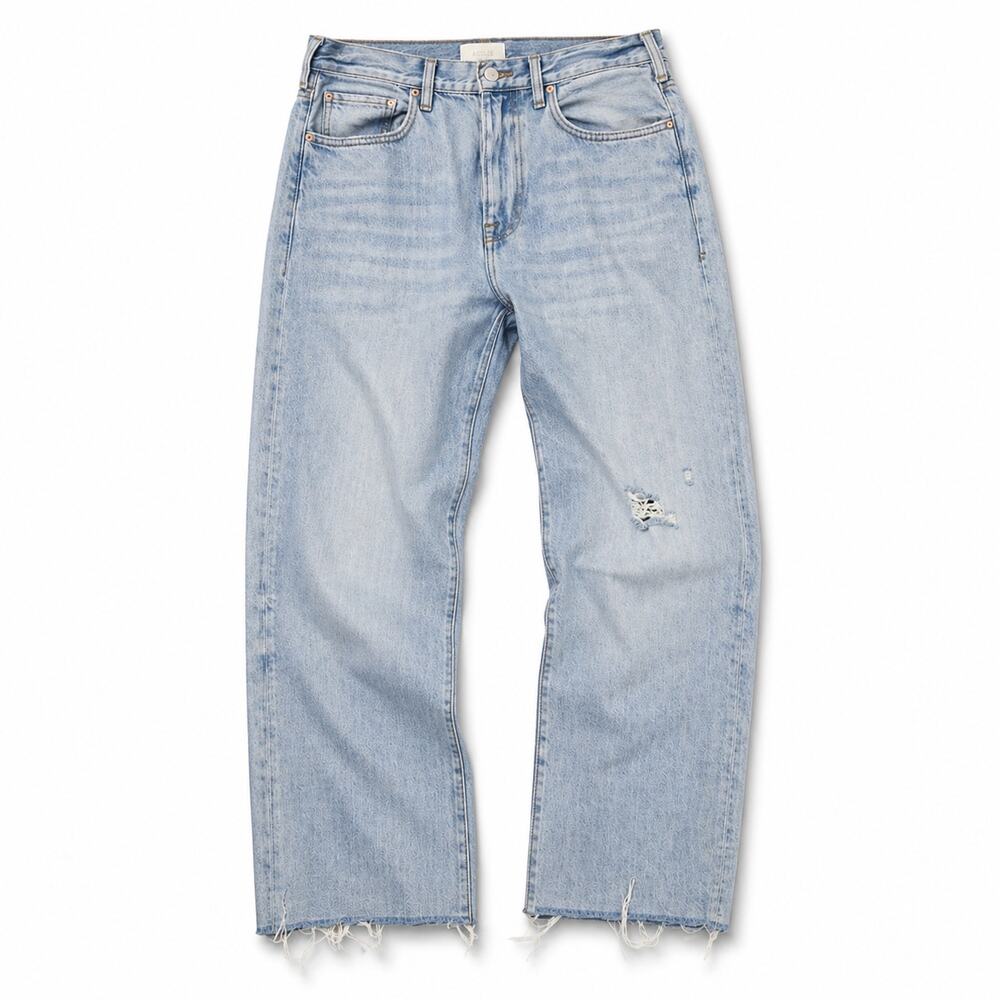 Frame Le Jane Winslow Light Wash Straight Jeans Size 28 Raw Hem Distressed